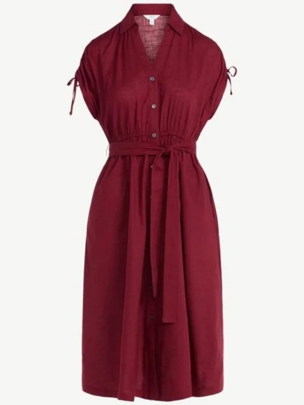 100% COTTON, Excellent Condition, SZ M (8-10) Button Close Midi Dress, Wine Red